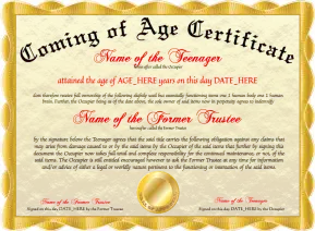 Coming Of Age Certificate